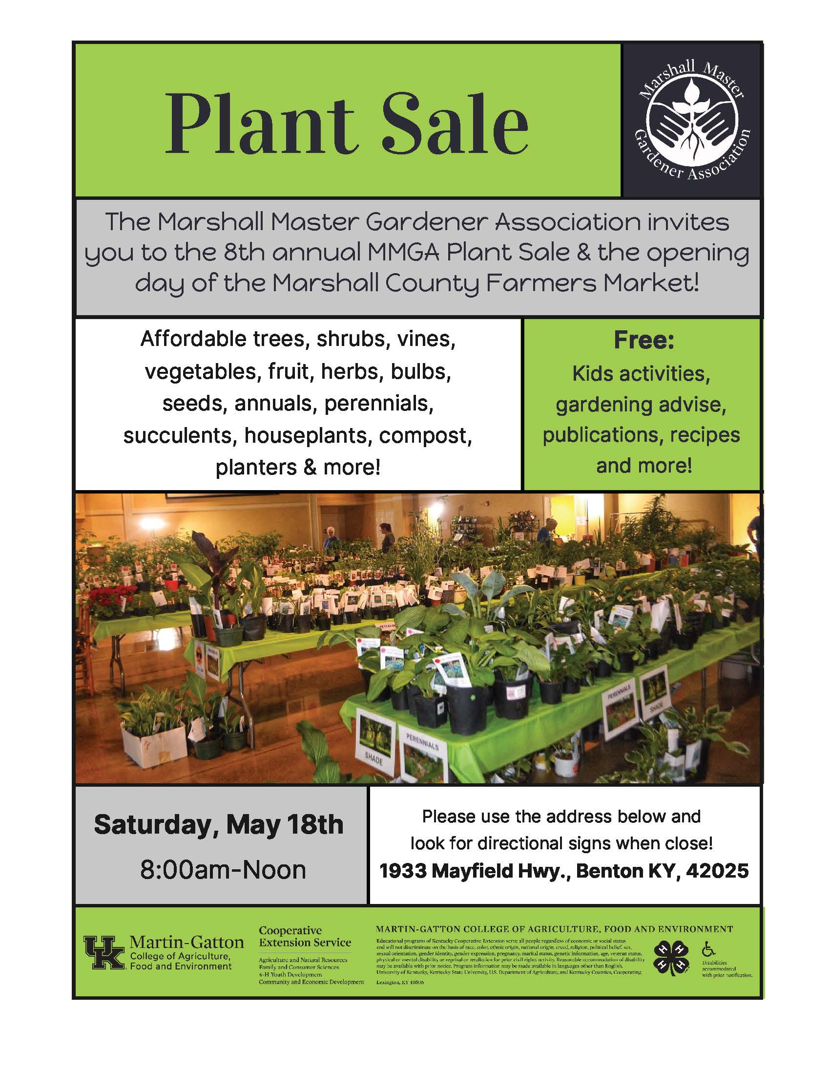 Master Gardener Plant Sale Marshall County Extension Office